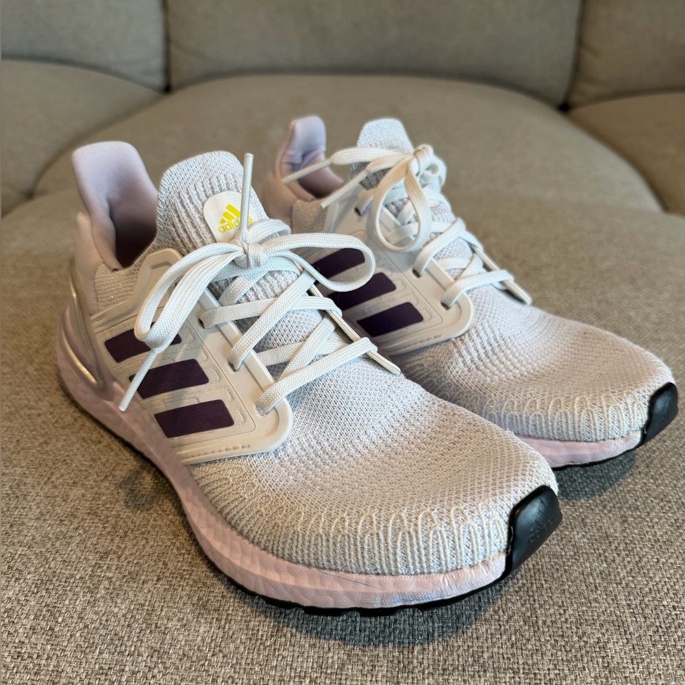 Adidas Ultra Boost White and Lavender Running Shoes